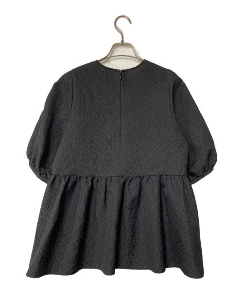 UNITED ARROWS（ユナイテッドアローズ）UNITED ARROWS (ユナイテッドアローズ) AIRY ジャカード 5SL ペプラム ブラウス ブラック サイズ:38の古着・服飾アイテム