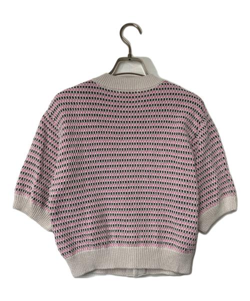 MACPHEE（マカフィー）MACPHEE (マカフィー) ギマコットン ハーフスリーブカーディガン ピンク×ブラック サイズ:Sの古着・服飾アイテム