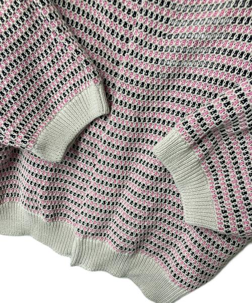 MACPHEE（マカフィー）MACPHEE (マカフィー) ギマコットン ハーフスリーブカーディガン ピンク×ブラック サイズ:Sの古着・服飾アイテム