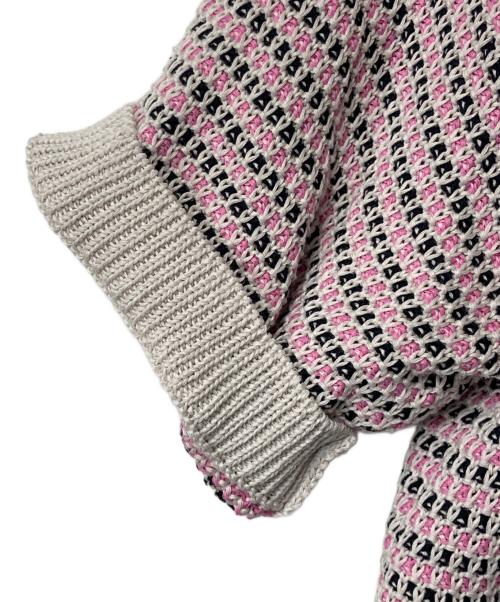 MACPHEE（マカフィー）MACPHEE (マカフィー) ギマコットン ハーフスリーブカーディガン ピンク×ブラック サイズ:Sの古着・服飾アイテム