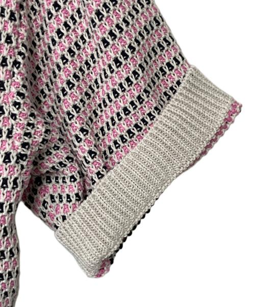 MACPHEE（マカフィー）MACPHEE (マカフィー) ギマコットン ハーフスリーブカーディガン ピンク×ブラック サイズ:Sの古着・服飾アイテム