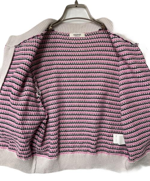 MACPHEE（マカフィー）MACPHEE (マカフィー) ギマコットン ハーフスリーブカーディガン ピンク×ブラック サイズ:Sの古着・服飾アイテム