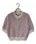 MACPHEE（マカフィー）の古着「ギマコットン ハーフスリーブカーディガン」｜ピンク×ブラック