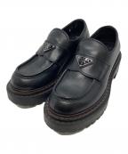 PRADAプラダ）の古着「ダブルチョコレート トライアングルロゴプレート ローファー」｜ブラック