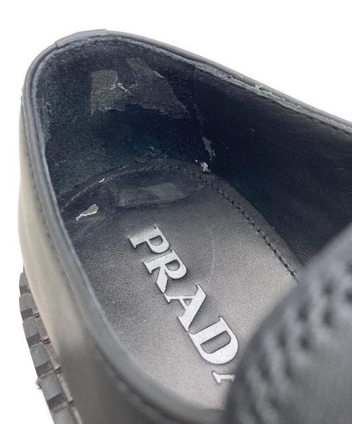 PRADA（プラダ）PRADA (プラダ) ダブルチョコレート トライアングルロゴプレート ローファー ブラック サイズ:5の古着・服飾アイテム