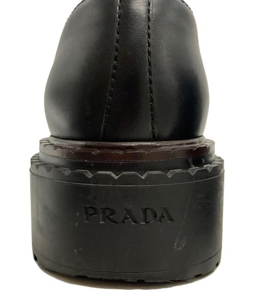 PRADA（プラダ）PRADA (プラダ) ダブルチョコレート トライアングルロゴプレート ローファー ブラック サイズ:5の古着・服飾アイテム