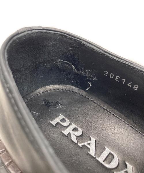 PRADA（プラダ）PRADA (プラダ) ダブルチョコレート トライアングルロゴプレート ローファー ブラック サイズ:5の古着・服飾アイテム