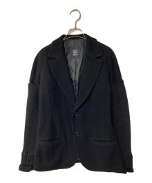 LIMI feu（リミフゥ）の古着「袖ニットレイヤードテーラードジャケット」｜ブラック