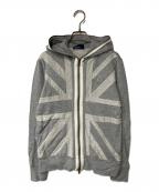 FRED PERRYフレッドペリー）の古着「ユニオンジャック柄切替ジップパーカー」｜グレー