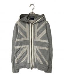 FRED PERRY（フレッドペリー）の古着「ユニオンジャック柄切替ジップパーカー」｜グレー