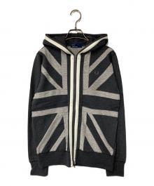 FRED PERRY（フレッドペリー）の古着「ユニオンジャック柄切替ジップパーカー」｜グレー