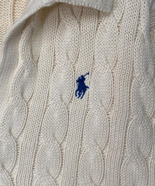 POLO RALPH LAUREN（ポロ・ラルフローレン）POLO RALPH LAUREN (ポロ・ラルフローレン) ポニー刺繍 ケーブルニットスキッパーポロシャツ ベージュ サイズ:XSの古着・服飾アイテム