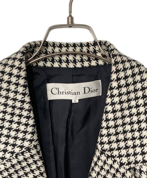 Christian Dior（クリスチャン ディオール）Christian Dior (クリスチャン ディオール) 千鳥柄テーラードジャケット ホワイト×ブラック サイズ:Lの古着・服飾アイテム