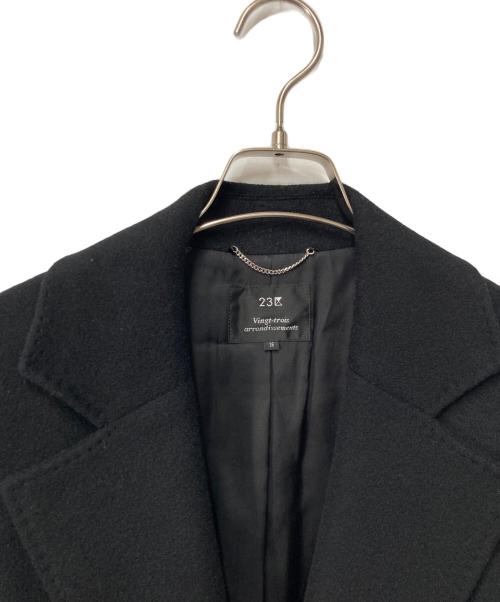 23区（ニジュウサンク）23区 (ニジュウサンク) ウールアンゴラビーバー ロングチェスターコート ブラック サイズ:36の古着・服飾アイテム