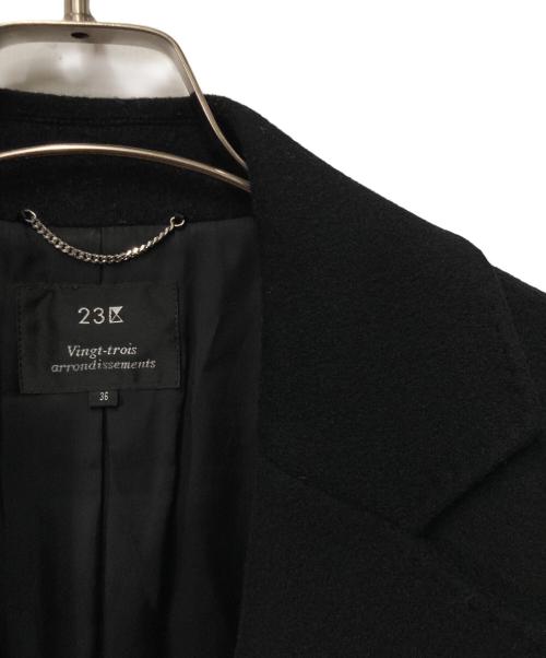 23区（ニジュウサンク）23区 (ニジュウサンク) ウールアンゴラビーバー ロングチェスターコート ブラック サイズ:36の古着・服飾アイテム