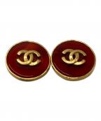 CHANELシャネル）の古着「ココマーク ラウンド イヤリング」｜ゴールド×レッド