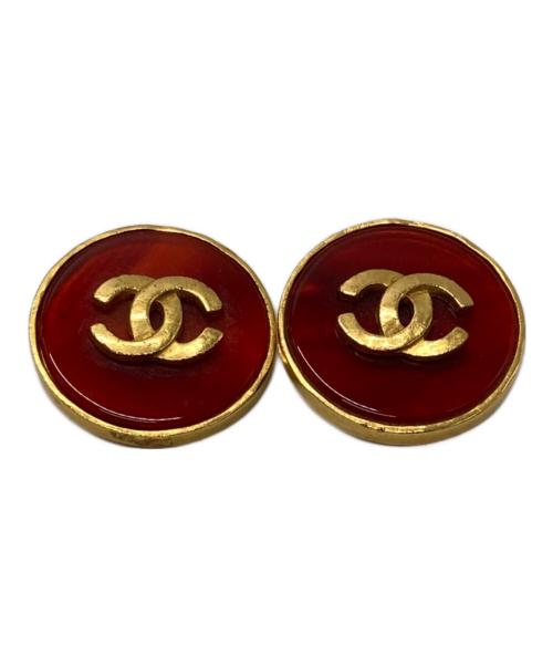 CHANEL（シャネル）CHANEL (シャネル) ココマーク ラウンド イヤリング ゴールド×レッドの古着・服飾アイテム