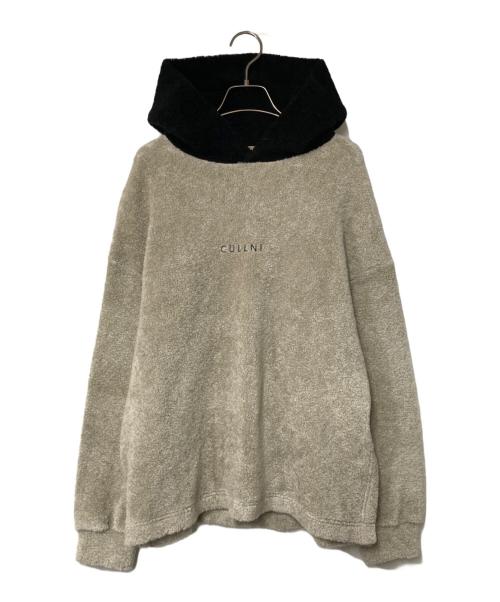 CULLNI（クルニ）CULLNI (クルニ) STUDIOUS (ステュディオス) 別注 シャギーロゴフーディー ベージュ×ブラック サイズ:2の古着・服飾アイテム
