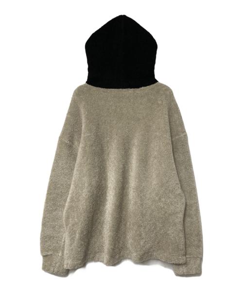 CULLNI（クルニ）CULLNI (クルニ) STUDIOUS (ステュディオス) 別注 シャギーロゴフーディー ベージュ×ブラック サイズ:2の古着・服飾アイテム