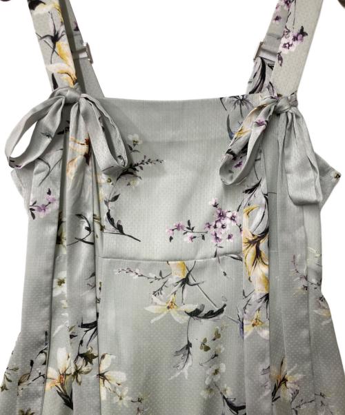 FRAY ID（フレイ アイディー）FRAY ID (フレイ アイディー) リボンディテールフローラルワンピース グリーンの古着・服飾アイテム