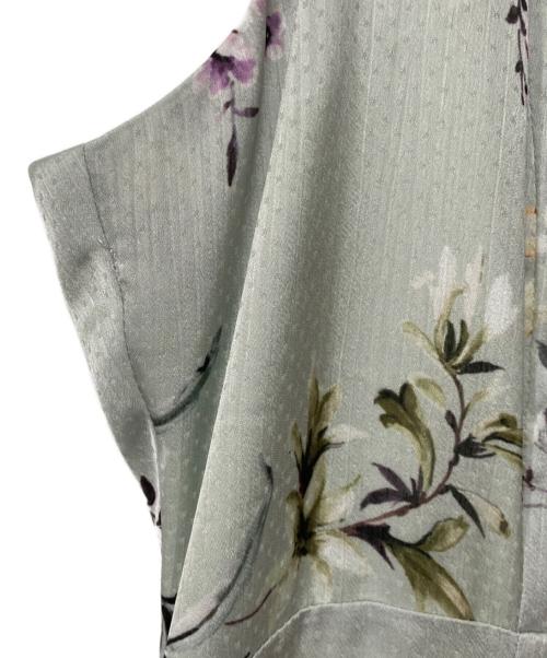 FRAY ID（フレイ アイディー）FRAY ID (フレイ アイディー) リボンディテールフローラルワンピース グリーンの古着・服飾アイテム