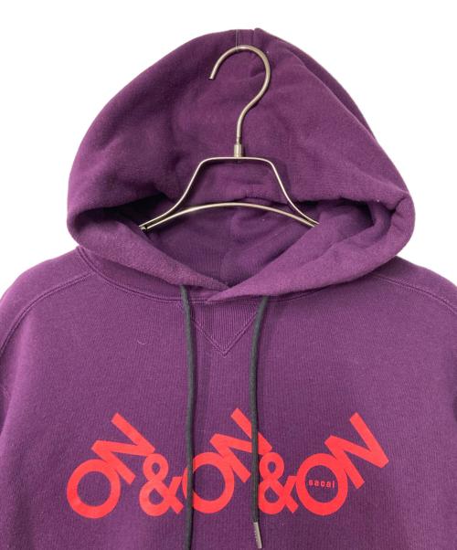 sacai（サカイ）sacai (サカイ) On＆On＆On Print Hoodie パープル サイズ:1の古着・服飾アイテム
