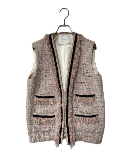 BEAUVET（ボーヴェット）BEAUVET (ボーヴェット) ツイードベスト ピンク サイズ:1の古着・服飾アイテム