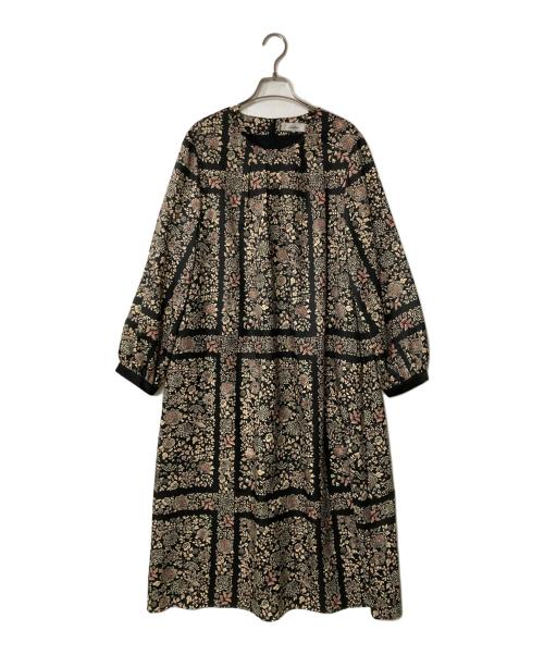 Leilian（レリアン）Leilian (レリアン) 長袖ワンピース ブラック×ベージュ サイズ:SIZE 13の古着・服飾アイテム