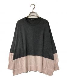 23区（ニジュウサンク）の古着「ウーステッドウール カラーブロック ニット」｜グレー×ピンク