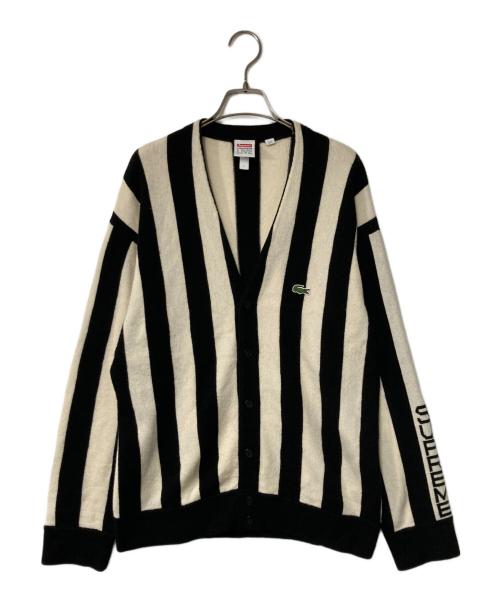 SUPREME（シュプリーム）Supreme (シュプリーム) LACOSTE LIVE (ラコステライブ) Stripe Cardigan ホワイト×ブラック サイズ:Sの古着・服飾アイテム
