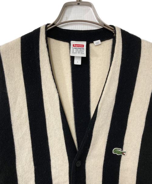 SUPREME（シュプリーム）Supreme (シュプリーム) LACOSTE LIVE (ラコステライブ) Stripe Cardigan ホワイト×ブラック サイズ:Sの古着・服飾アイテム