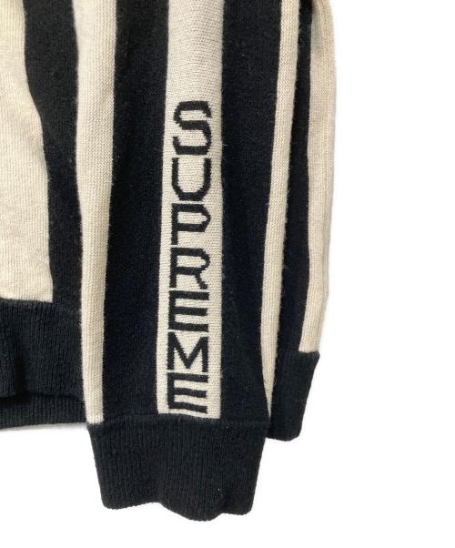 SUPREME（シュプリーム）Supreme (シュプリーム) LACOSTE LIVE (ラコステライブ) Stripe Cardigan ホワイト×ブラック サイズ:Sの古着・服飾アイテム
