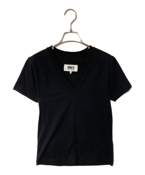 MM6 Maison Margiela（エムエムシックスメゾンマルジェラ）MM6 Maison Margiela (エムエムシックスメゾンマルジェラ) VネックTシャツ ブラック サイズ:Sの古着・服飾アイテム
