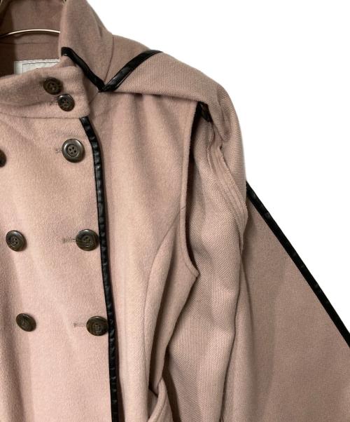 eimy istoire（エイミーイストワール）eimy istoire (エイミーイストワール) パイピングデザインマントコート ピンク サイズ:Freeの古着・服飾アイテム