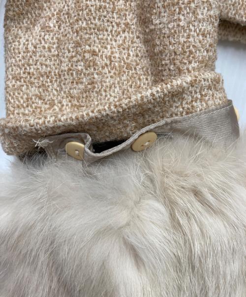 Harrods（ハロッズ）Harrods (ハロッズ) ラビットファー付ツイードセットアップ ベージュ サイズ:2の古着・服飾アイテム
