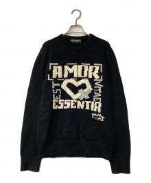 DOLCE & GABBANA（ドルチェ＆ガッバーナ）の古着「Amor Est Essentia Vintage グラフィックニット」｜ブラック