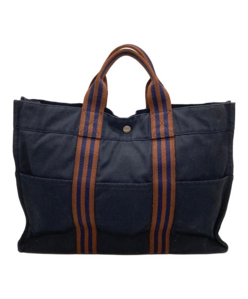 HERMES（エルメス）HERMES (エルメス) フールトゥ キャンバストートバッグ ネイビー×ブラウン サイズ:-の古着・服飾アイテム