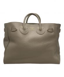 YOUNG & OLSEN The DRYGOODS STORE（ヤングアンドオルセン ザ ドライグッズストア）の古着「EMBOSSED LEATHER BELTED TOTE M」｜ベージュ
