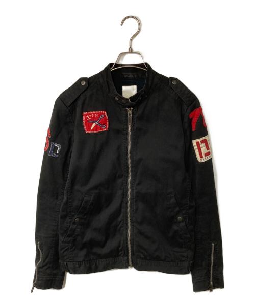 DIESEL（ディーゼル）DIESEL (ディーゼル) ワッペンモチーフジャケット ブラック サイズ:Sの古着・服飾アイテム