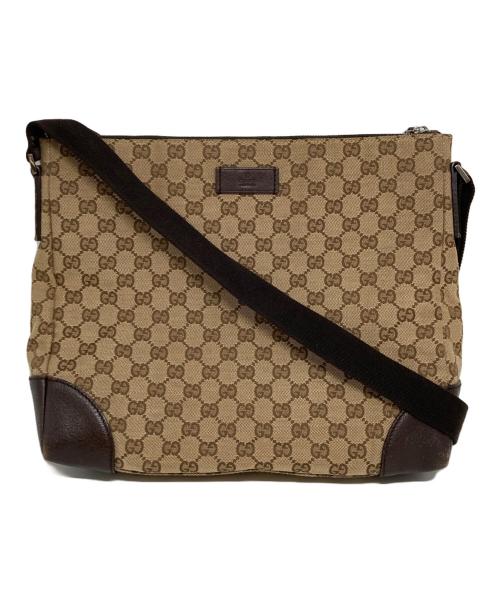 GUCCI（グッチ）GUCCI (グッチ) GGキャンバス ショルダーバッグ ブラウンの古着・服飾アイテム