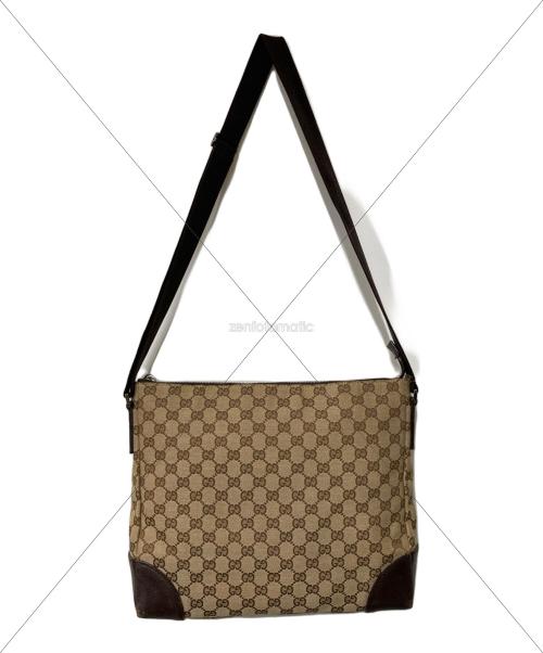 GUCCI（グッチ）GUCCI (グッチ) GGキャンバス ショルダーバッグ ブラウンの古着・服飾アイテム