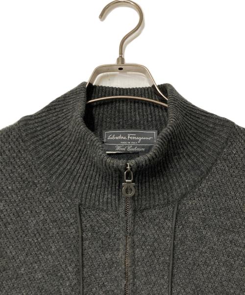 Salvatore Ferragamo（サルヴァトーレ フェラガモ）Salvatore Ferragamo (サルヴァトーレ フェラガモ) ウールカシミヤ ドライバーズニット グレー サイズ:XLの古着・服飾アイテム