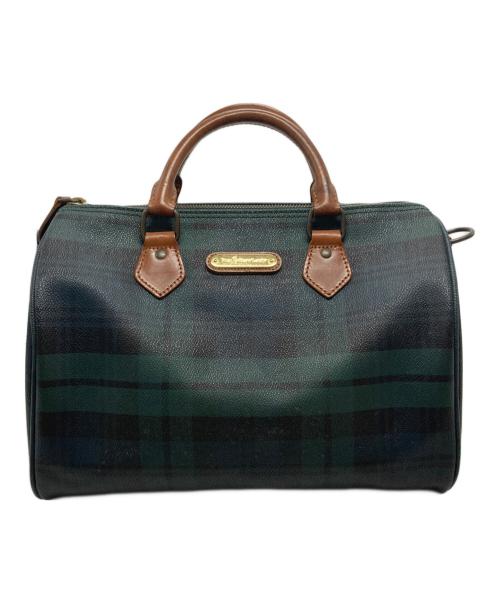 POLO RALPH LAUREN（ポロ・ラルフローレン）POLO RALPH LAUREN (ポロ・ラルフローレン) チェックボストンバッグ グリーン×ブラウンの古着・服飾アイテム