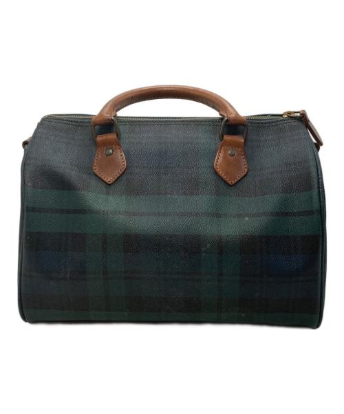 POLO RALPH LAUREN（ポロ・ラルフローレン）POLO RALPH LAUREN (ポロ・ラルフローレン) チェックボストンバッグ グリーン×ブラウンの古着・服飾アイテム