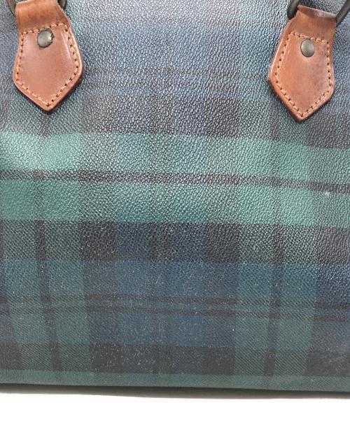 POLO RALPH LAUREN（ポロ・ラルフローレン）POLO RALPH LAUREN (ポロ・ラルフローレン) チェックボストンバッグ グリーン×ブラウンの古着・服飾アイテム