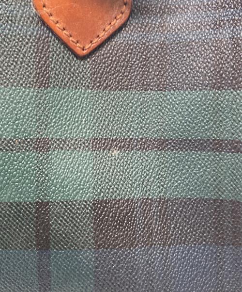 POLO RALPH LAUREN（ポロ・ラルフローレン）POLO RALPH LAUREN (ポロ・ラルフローレン) チェックボストンバッグ グリーン×ブラウンの古着・服飾アイテム