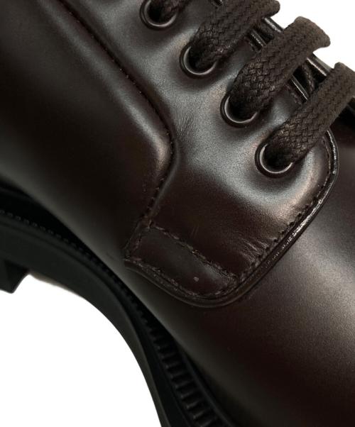 PRADA（プラダ）PRADA (プラダ) ブラッシュドレザー ダービーシューズ ブラウン サイズ:7の古着・服飾アイテム