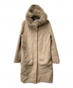 BARNEYS NEWYORKバーニーズ・ニューヨーク）の古着「フォックスファーリバーシブルウールロングコート」｜ベージュ