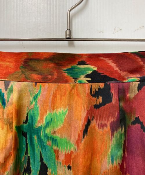 Demi-Luxe Beams（デミルクス ビームス）Demi-Luxe BEAMS (デミルクス ビームス) ラインカット プリントスカート オレンジ×グリーン サイズ:36の古着・服飾アイテム