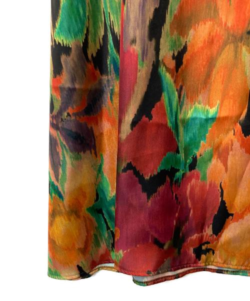 Demi-Luxe Beams（デミルクス ビームス）Demi-Luxe BEAMS (デミルクス ビームス) ラインカット プリントスカート オレンジ×グリーン サイズ:36の古着・服飾アイテム
